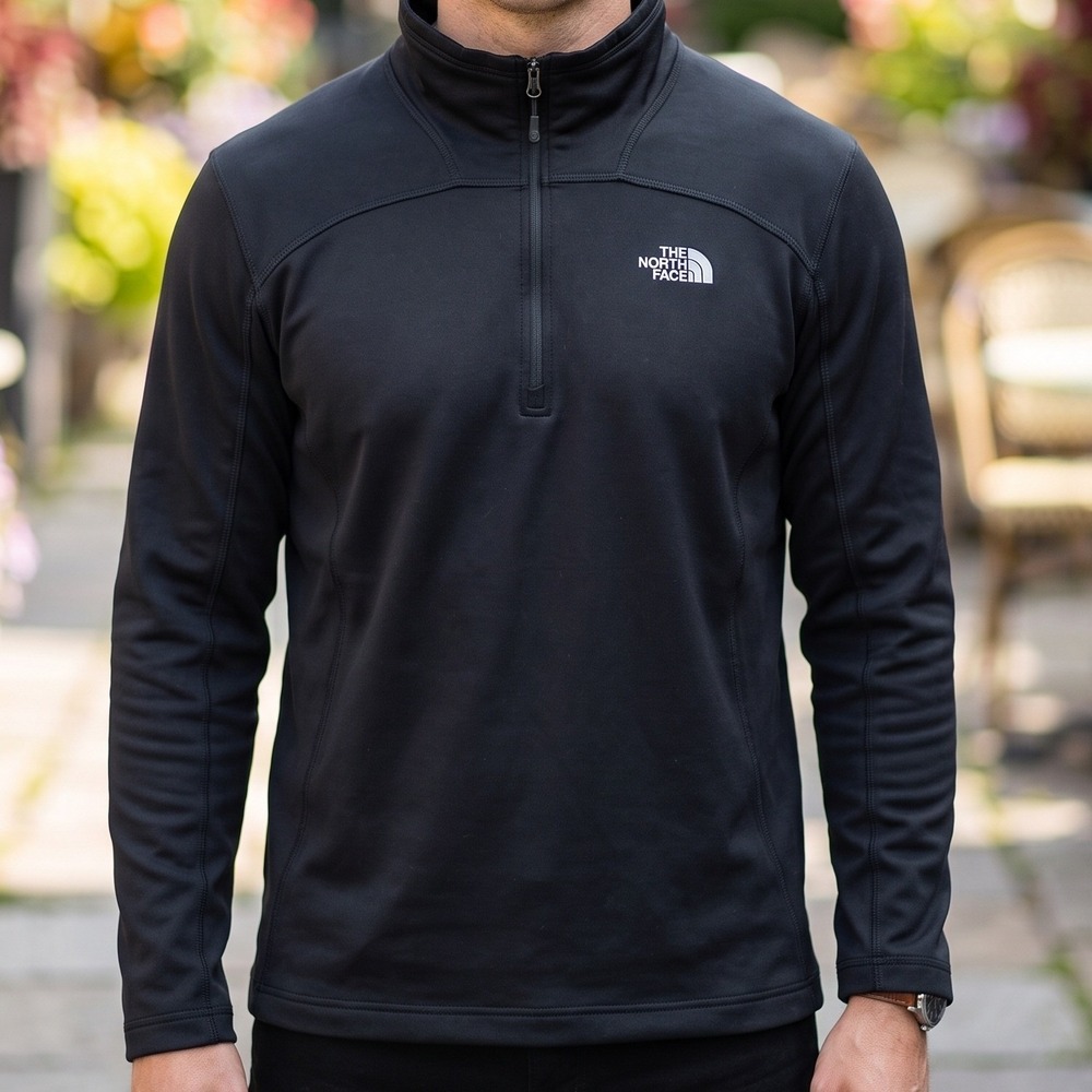 The North Face Mens Black Quarter Zip Pullover Fleece Mock Neck Activewear